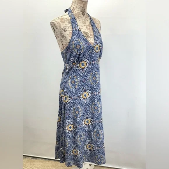 TOMMY HILFIGER  Blue and Yellow paisley Backless Dress size 4 - Picture 8 of 14